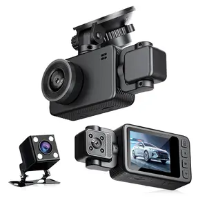 VAVUPO 3-Channel Dash Cam 1080P Ultra HD Front Rear Cabin Multi-Angle Recording Loop Video Emergency Lock IPS Screen Long Life