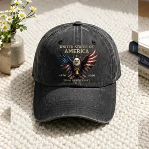 Patriotic Veteran USA 250th Anniversary Hat, 1776–2026 Bald Eagle Cap, American Pride Military Gift, 4th of July Unisex Adjustable Hat
