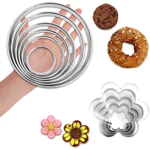 11 count Large Round & Flower Cookie  Set, Round Cookie  2" 3" 3.5" 4" 5" 6", Stainless Steel Biscuit Cutters