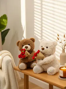 Stuffed Teddy Bear with Rose Bouquet, Ideal Gift for Kids (Toys & Hobbies Stuffed Toy) Plush Capybara Strawberry Cute