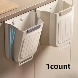 Random Color Foldable Kitchen Hanging Trash Bin, Cupboard Door Hanging Garbage Can, Household Waste Bin for Home Organizing Use