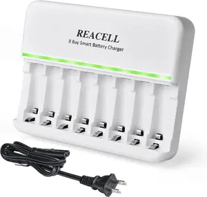8-Slot Universal Battery Charger, Individual 8-Bay AC Charger for Ni-MH Ni-CD AA AAA Rechargeable Batteries outdoorfun