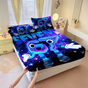 67 "six seven" printed bed sheet and bedsheet, a soft and comfortable bedspread, ideal for use in bedrooms and guest rooms