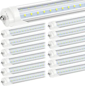 JESLED T8/T10/T12 8FT LED Tube Light, Single Pin FA8 Base, 50W 6000LM 5000K Daylight White, 270 Degree V Shaped LED Fluorescent Bulb (130W Equiv.), ETL Listed, Clear Cover, Dual-Ended Power (12-Pack)