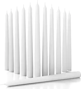 White Taper Candles Unscented, Dripless, Smokeless – 8-Hour Burn
