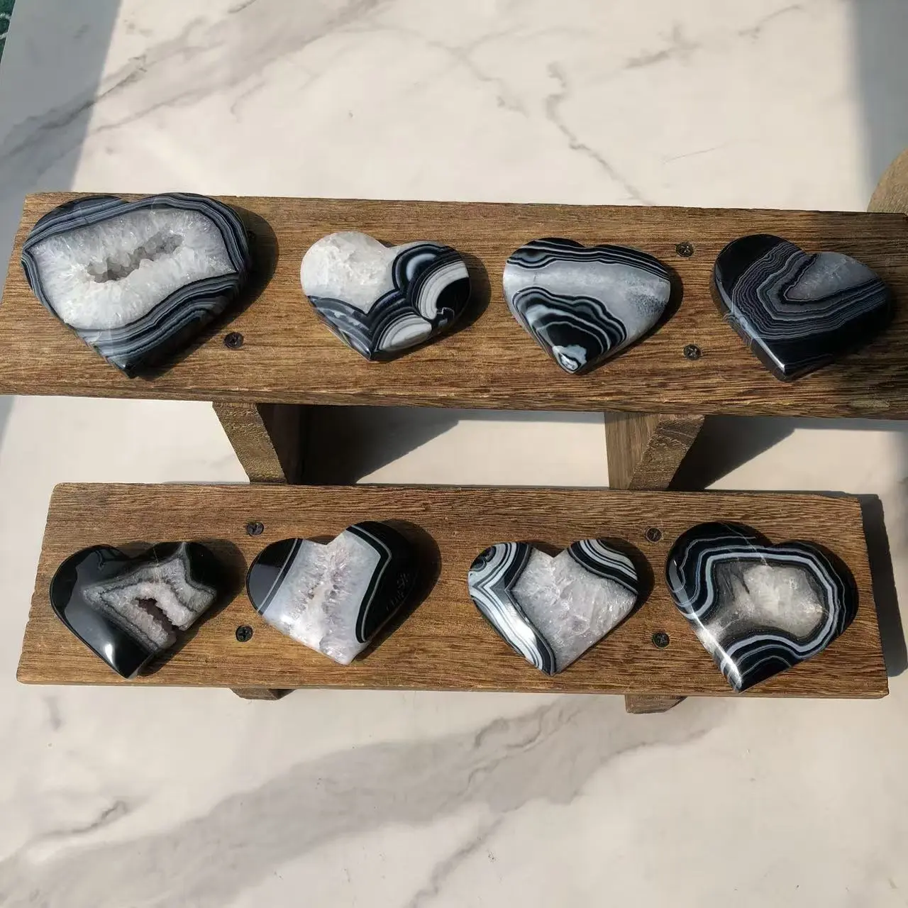 Natural Crystal Black Agate Heart Collection