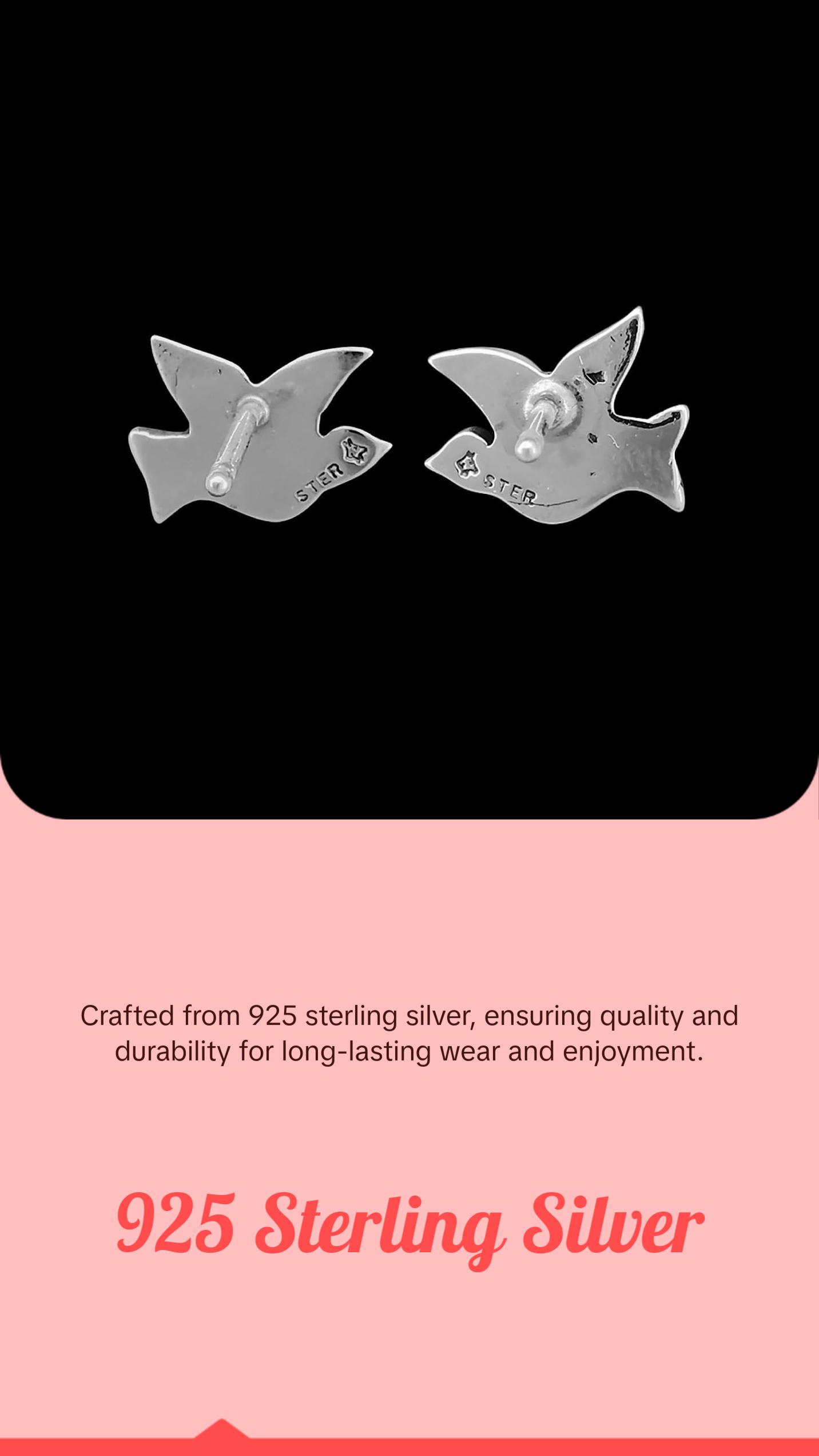 925 Sterling Silver Purple & White Fire Opal Sparrow Stud Earrings, Handmade Avian Post Earrings, Handcrafted Bird Jewelry