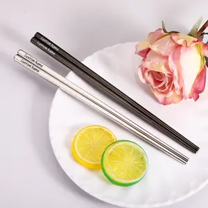 2 Paris Custom Name Reusable Metal Chopsticks Engraved Japanese Stainless Steel Dinnerware Utensils Lot For New Home, Gifts, Party Favors, Wedding Goodie Bags, Engagements