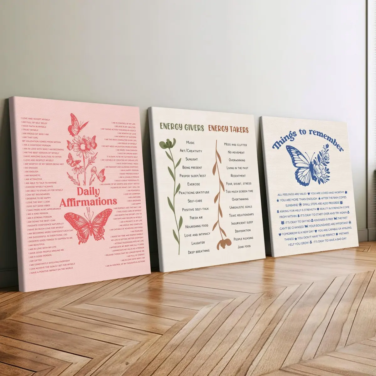 3-Piece Wooden Frame Canvas Art Prints, Unique Artwork, Floral Boho Print, Boho Flower Print, Modern Floral Paintings, Modern Home Decor Posters, Fashionable Living Room Wall Art, Artistic Decorative Daily Inspirations, Waterproof High-Definition Printing