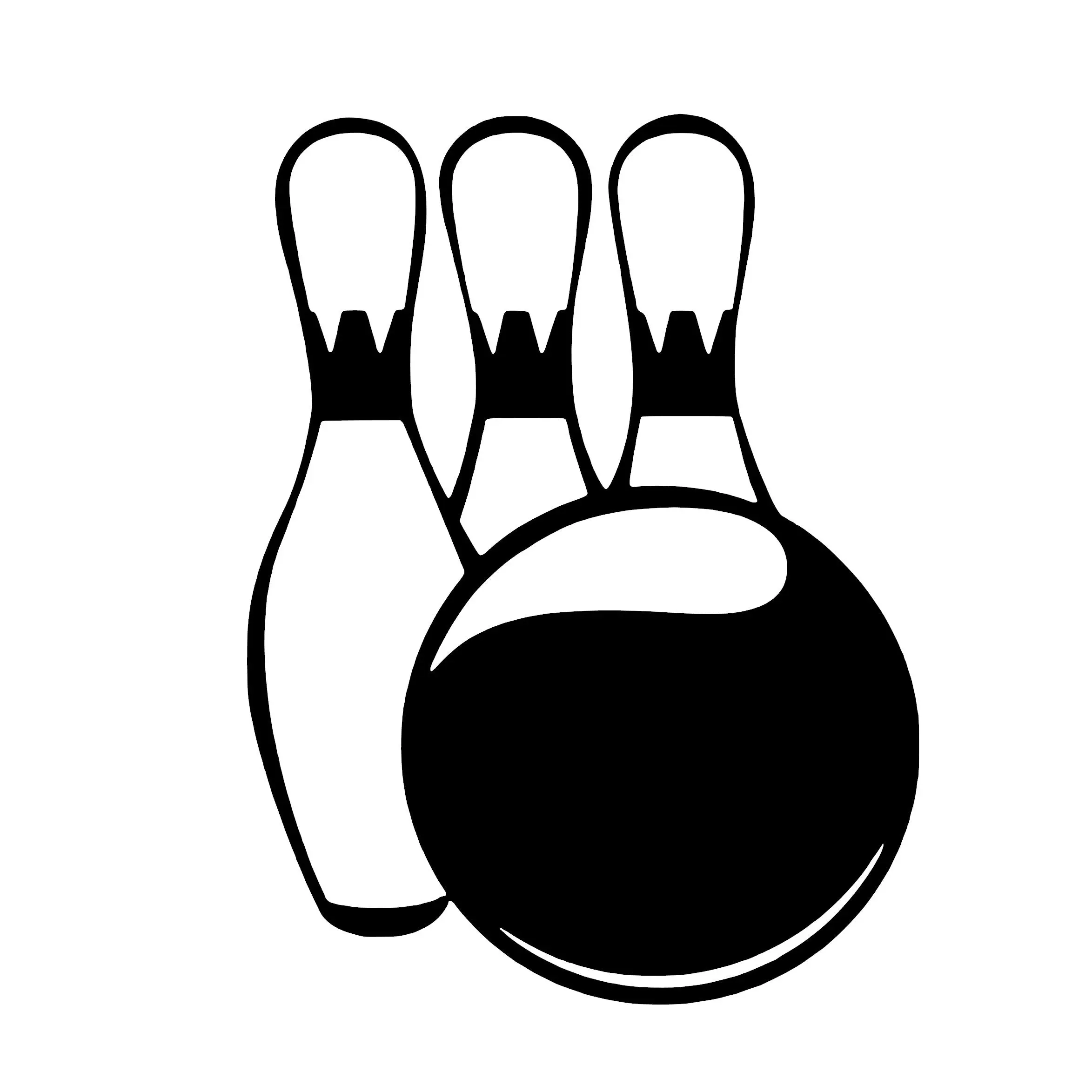 Bowling Ball and Pins Vinyl Sticker - Black-White Gloss Finish, Easy-Apply Decal for Car, Laptop - Office Stationery Decor for Bowling Enthusiasts