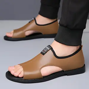 Men's Sandals, New Summer Style, Casual Soft-Soled Beach Shoes, Trendy Perforated Breathable Summer Shoes for Men, Anti-Slip, Odor-Resistant, Wear-Resistant, Lightweight, Cool, and Comfortable Open-Toe Slip-On Shoes for Casual Wear and Driving