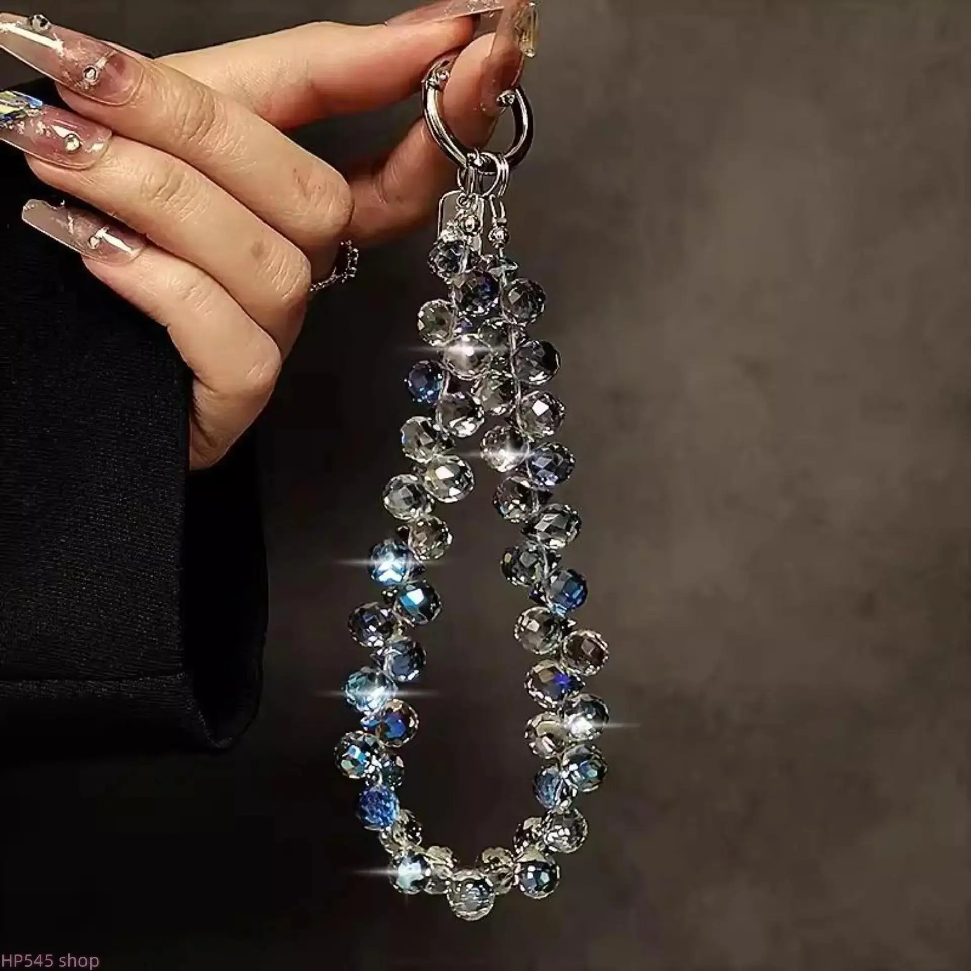 Glittered Phone Wrist Straps, 3-Piece Elegant Crystal Beaded Chain Link Set for Women, Cellphone Accessories