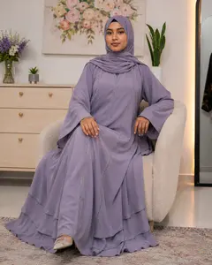 Chiffion dubai abaya with hijab,Flare islamic dress