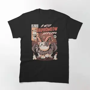 Baphomeow Classic Graphic Tee T-shirt - Unisex Streetwear Sport Style, Vintage Baseball Shirt, Gift for Women, Gift for  Men
