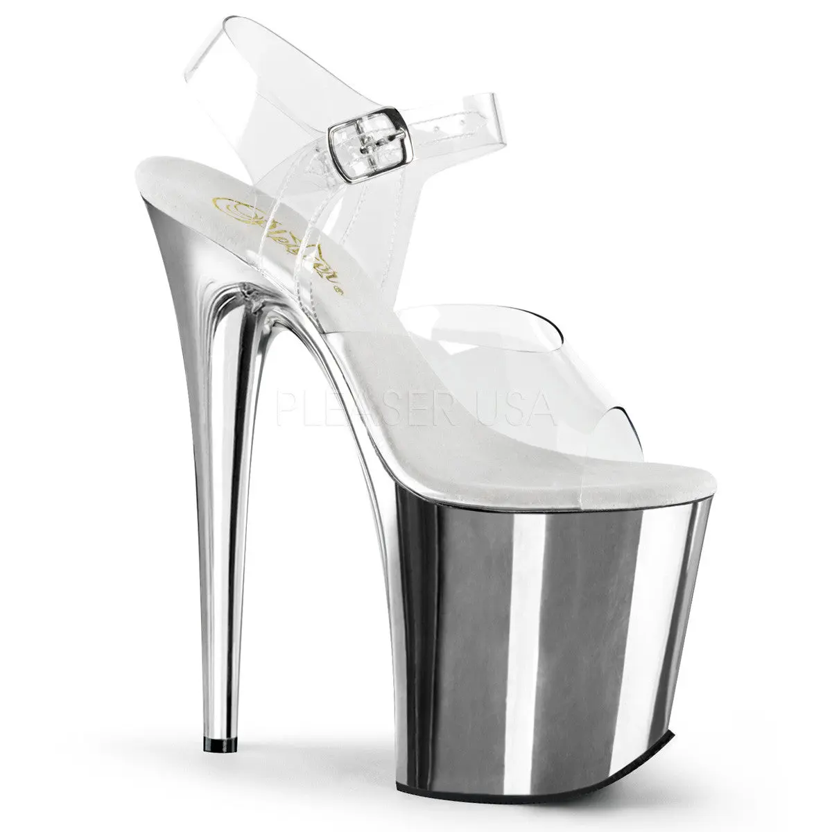 8 Inch Heel FLAMINGO-808 Silver Chrome