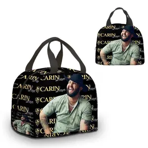 Carin Leon Lunch Bag - Black with Graphic Print, Durable Material, Ideal for School and Outdoor Use