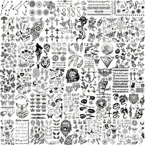 52pcs Adult Small Temporary Animal, Butterfly, Anchor, Compass Tattoo Sticker Set For Men And Women, Waterproof Long Lasting 3d Flower Pattern, Can Be Applied To Face, Neck, Arm, Hand