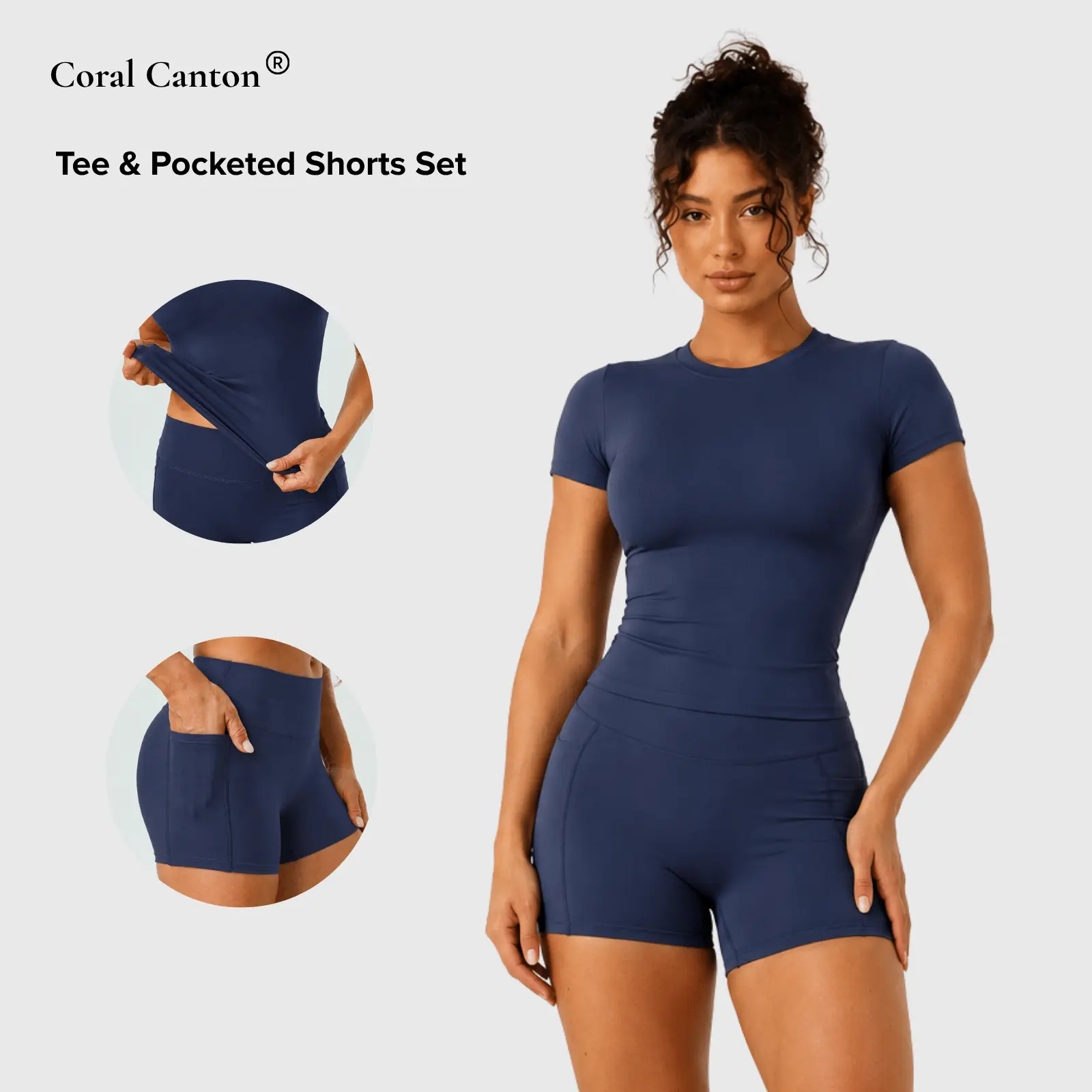 Coral Canton Tee & Pocketed Shorts Set BackToSchool