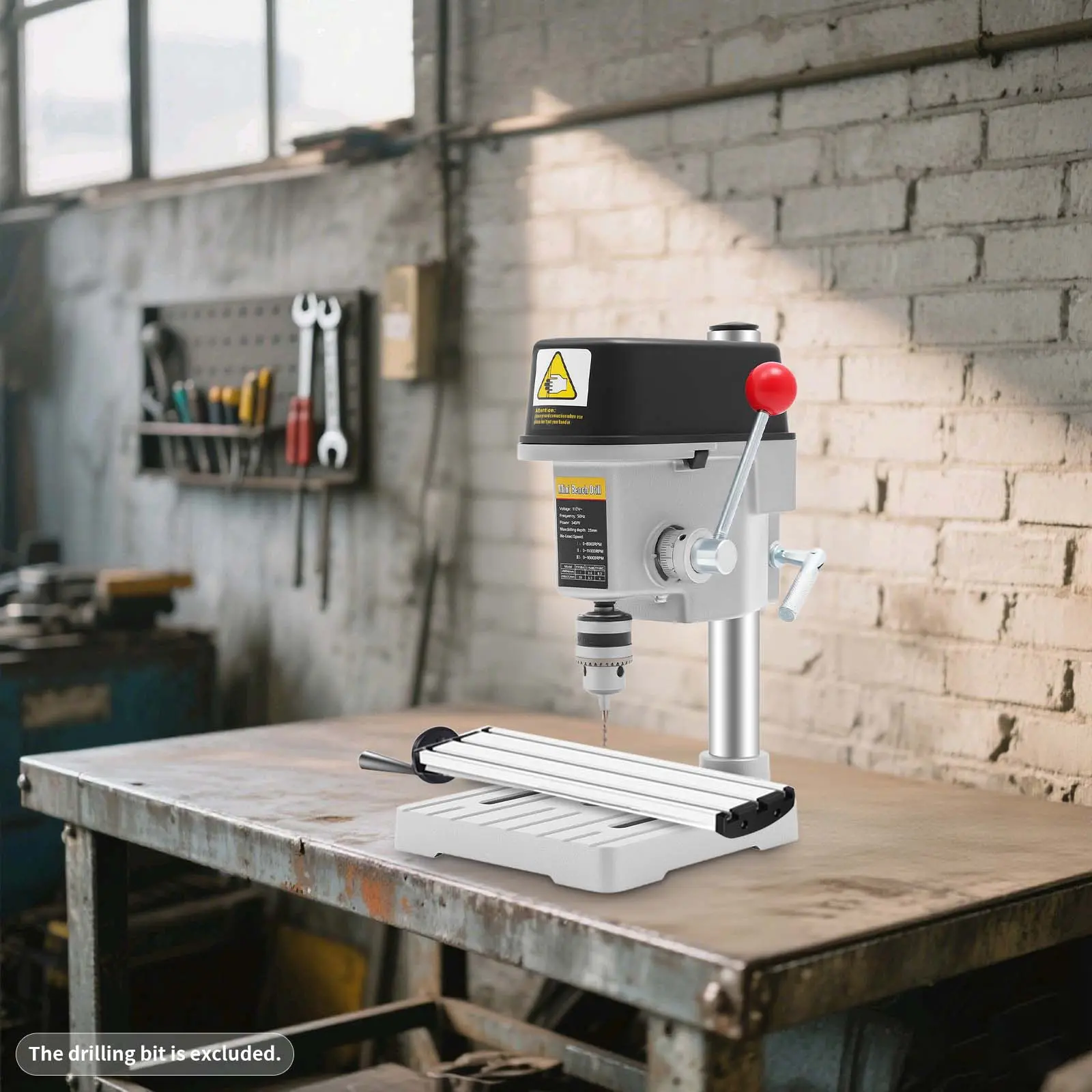 110V 50Hz 340W Cast Iron 5158a Model Steel Benchtop Drill Press - Electric Compact Portable Machine with 3-Level Adjustable Speed, Tool Holder, Precise Control for DIY Crafts, Circuit Board Drilling