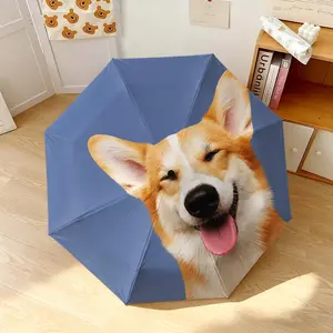 Corgi Smile Tongue Pattern Folding Umbrella, Lightweight Durable, Adjustable, Large Size, Travel Outdoor Umbrella, Home Essential