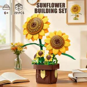 291PCS Sunflower Potted Building Blocks, 2026 New DIY Artificial Flower Desk Decor, Handmade Gift for Adults Hobbyists