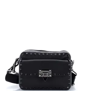 Pre-owned Valentino material Messenger Bags Garavani Rockstud Flip Lock Pocket Camera Crossbody Bag Leather Small by Rebag