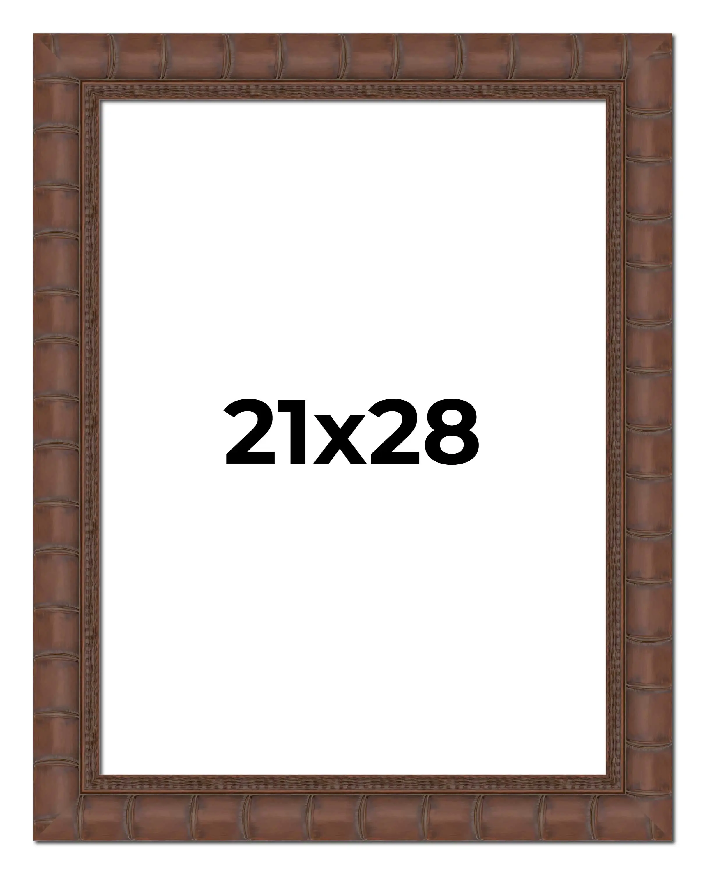 21x28 Brown Wide Bamboo Picture Frame - UV Acrylic, Foam Board Backing, Hanging Hardware