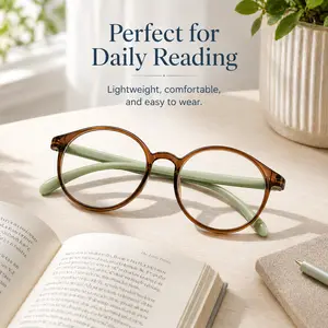 Lightweight Semi-Rimless Reading Glasses for Men Women, Blue Light Computer Readers, Comfortable Daily Wear