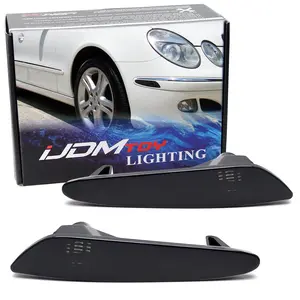 iJDMTOY OEM-Spec Black-Out Smoked Lens Front Bumper Side Marker Lamp Housings For 2003-2006 Mercedes W211 E320 E500 E55 E-Class