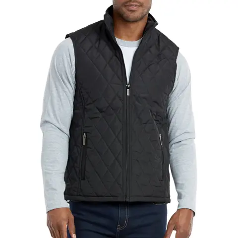 Men’s Diamond Quilted Puffer Vest Full Zip Up With Zippered Pockets S - 3XL Regular Big & Tall Size Stand Collar Warm Causal Sleeveless Outdoor Solid Jacket Coat With Pockets for Men Layering Warmth Fall & Winter Hiking Climbing Camping Outdoor Menswear