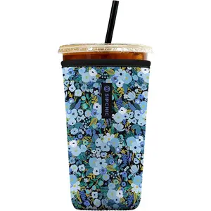 Iced Coffee Sleeve Neoprene Reusable Insulated Cup Sleeves Keep Hands Dry & Drinks Cold Stylish & Durable Frosted Bloom Large 30-32oz