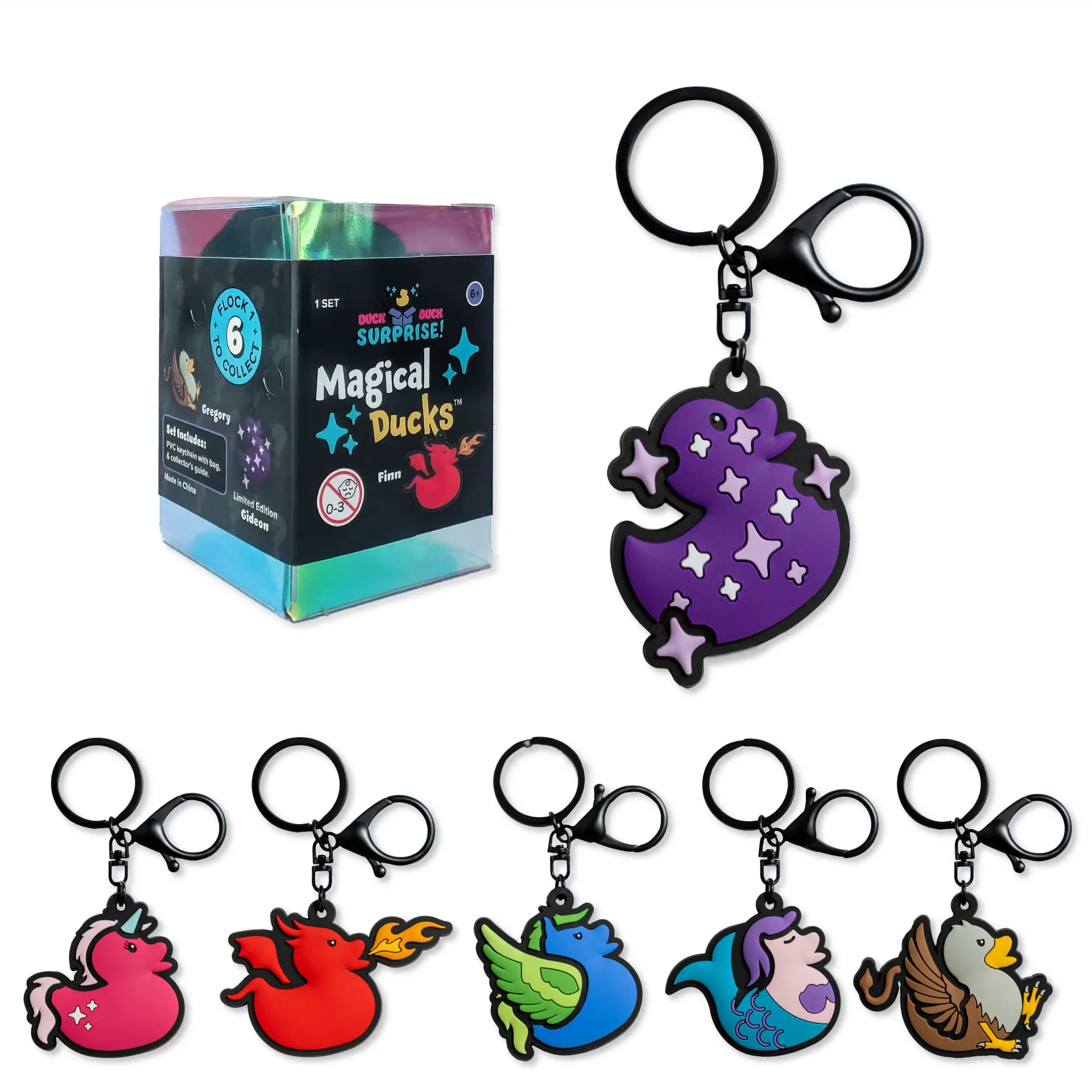 Duck Duck Surprise! Limited Edition Blind Box Rubber Duck Magical Ducks Flock 1 Keychain Bag Charm (1 out of 6 Possible Styles)