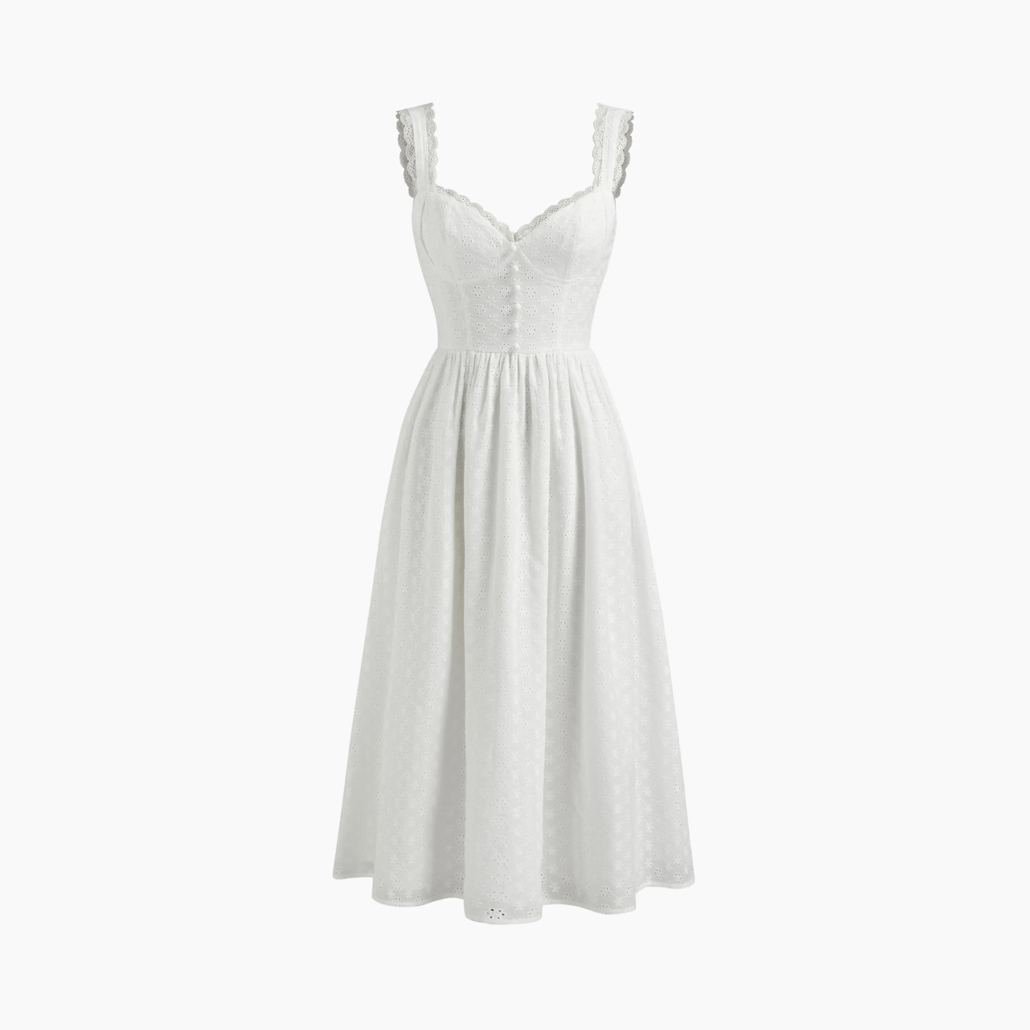 white christmas dresses Red Cotton Broderie Midi Dress – Mint Velvet main image 1
