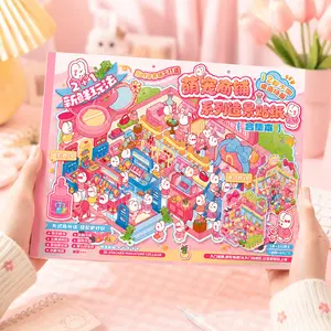 Kawaii Sakura Convenience Store Miniature Scene Sticker Book with Tweezer Sets - Yilan Cute Pet Boutique Design for Scrapbooking, DIY Crafts - Adult Stress Relief Gift summerwins