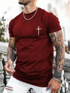 Men's Regular Fit Cross Print Tee – A casual, graphic round-neck summer t-shirt that's a 90s-inspired streetwear staple for daily wear.