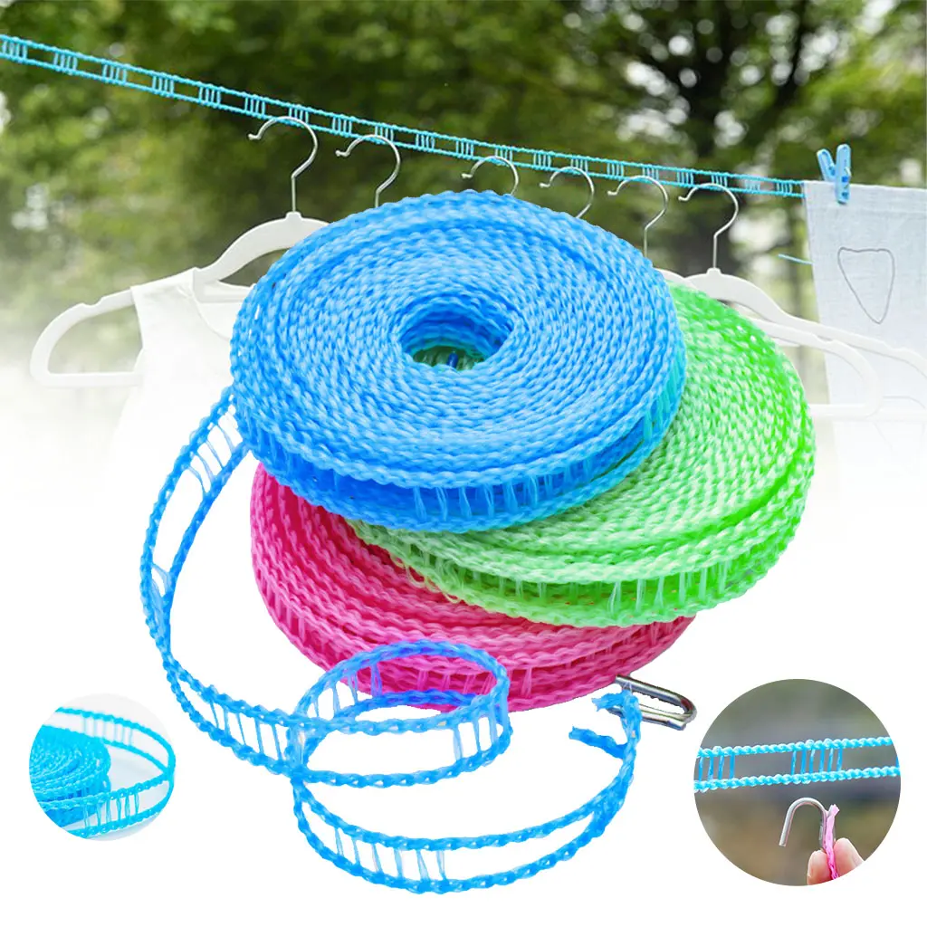 【TikTokShopBackToSchool】 3-Pack Adjustable Windproof Clothesline , Essential for Outdoor Travel and Camping, Anti-Slip and Anti-Fall, Suitable for Drying Both Dry and Wet Clothes, Pink/Blue/Green Laundry