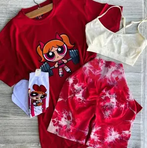 Cute Powerpuff Blossom Girls Gym Shirt, Family Matching TShirt, Animation Character T-Shirt, Girl Power Tees, Hero Girl Gift Shirt, Powerpuff Girls Merch (Only Shirt) E