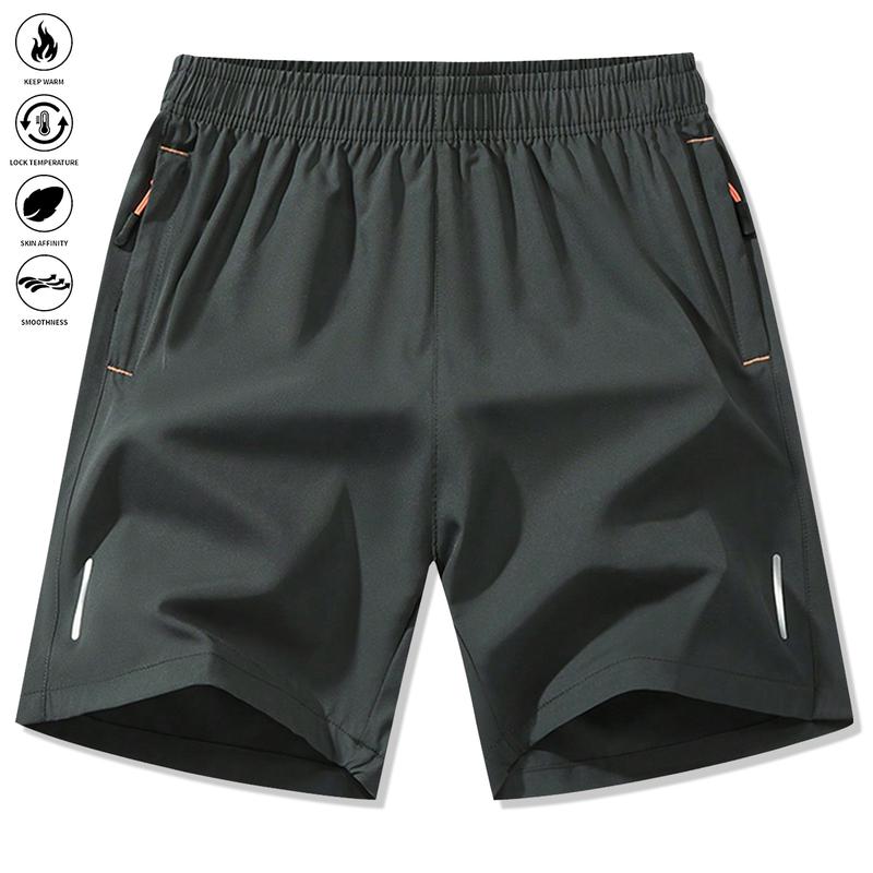 Men's 3-Pack Quick-Dry Ice Silk Fiber Sports Shorts with Zipper Pockets, Striped Lightweight Breathable Outdoor Running, Hiking, Beach Regular Fit Summer Casual Shorts, Men's Gift Recommendation