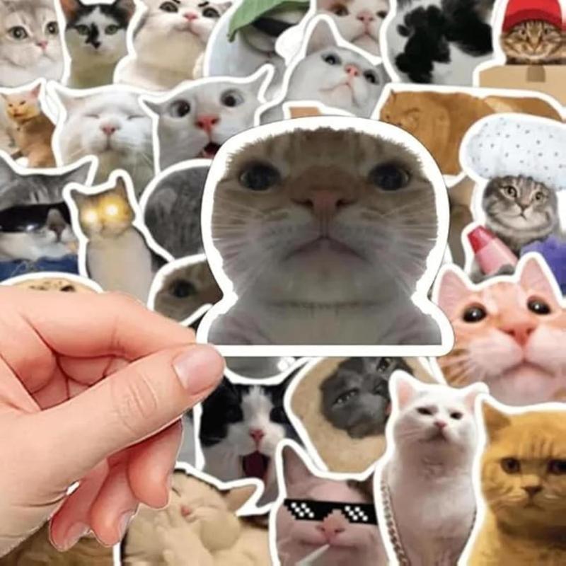 150 Cat Stickers,Funny Cat Meme, Kawaii for Adults,Waterproof Vinyl Stickers for Laptop Phone Guitar Water Bottles Luggage Aesthetic Birthday Durable Leather
