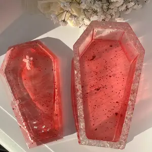 4.92"x 2.95" Coffin Box Resin Crystal Jewelry Storage Box Coffin Shape, 4.92" x 2.95" Cajita de Ataúd de Resina con Cristales para Joyería