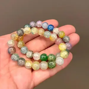 Crystal Colorful Bracelets Natural Stone Quartz Amethyst Fluorite Beaded Sweet Reiki Healing Energy Strand Bangles Jewelry