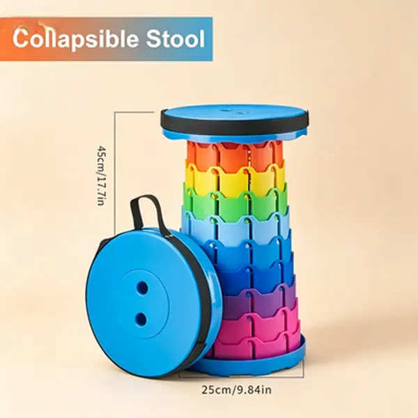 2 Pack Portable Telescopic Collapsible Stool, 400 LBS Heavy Duty Quick Fold Seat with Reinforced Legs & Stable Base, Lightweight Outdoor Folding Chair for Camping, Hiking, Fishing