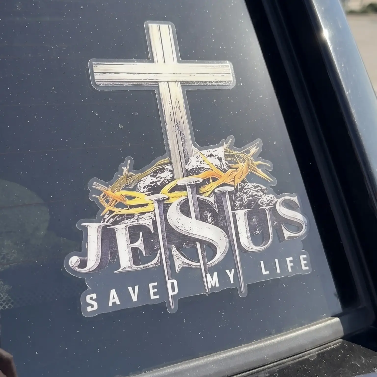 Jesus Saved My Life Car Sticker with Cross Design for Vehicle Decoration