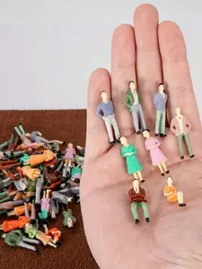 10/20pcs ABS Plastic Colorful 1:50/30 Scale Miniature Figures, 1.43/2.36in Model For Train/Landscape/Architecture/Museum DIY Scene Making Collection, Used For Diorama Kits, Diorama Display, Easy To Store, Painted Plastic Miniature Figures, Including Stand