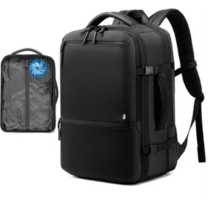 Vacuum Seal Travel Backpack 60L -in Pump, Expandable Backpack with Vacuum Compression Fits 17 inch Laptop, Water Resistant Carry  Suitcase Luggage for Short Trip and Business-Black