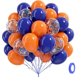 60pcs Royal Blue and Orange Balloons 12inch with Orange and Blue Balloons for Graduation Birthday Party Decorations