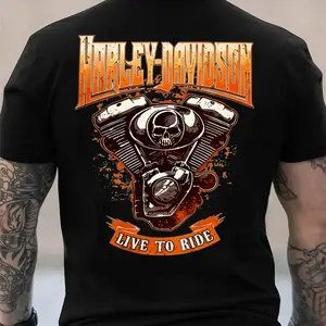 Men's T-Shirt High-Quality Soft Fabric Cotton Tee Streetwear Black tshirt Live to Ride Biker Tee Bosozoku Vintage Print Graphic Shirt Relaxed Fit Unisex Short Sleeve Fashion Motorcycle Rides Casual Menswear Athletic Outfits Classic Top Gift for Boyfriend