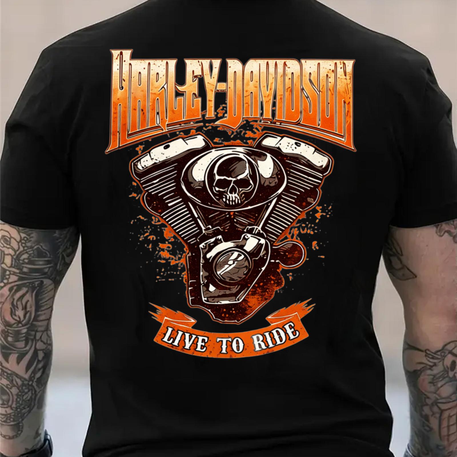 Men's T-Shirt High-Quality Soft Fabric Cotton Tee Streetwear Black tshirt Live to Ride Biker Tee Bosozoku Vintage Print Graphic Shirt Relaxed Fit Unisex Short Sleeve Fashion Motorcycle Rides Casual Menswear Athletic Outfits Classic Top Gift for Boyfriend