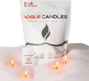 Sand Candle 5LB with 50 Wicks: Vogue Candles Pearled Candle Wax Refill for DIY Home Lighting – Reusable, Plant-Based Sand Wax Kit for Home Decor, Weddings & Custom Vessels (5 Color Options)