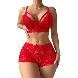 Lilosy Lingerie Set for Women, Elegant Floral Lace Strappy 2-Piece with High Waist, for Everyday Elegance or Under a Fitted Dress